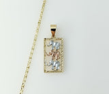 Gold plated chain necklace featuring a tri-color elephant design pendant on a star chain.