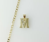 Plated Dainty Letter "M" 14K 3mm Cuban Chain Necklace