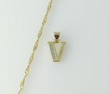Plated Dainty Letter "V" 14K Twist Chain Necklace