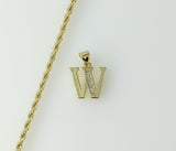 Plated Dainty Letter "W" 2mm Rope/Braided Chain Necklace