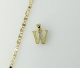 Plated Dainty Letter "W" 3mm Flat Mariner Anchor Chain Necklace