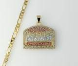 Plated Tri-Color Blinged The Last Supper 5mm Figaro Chain Necklace