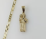 Plated Small Saint Benedict 3mm Figaro Chain Necklace