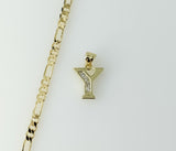 Plated Dainty Letter "Y" 3mm Figaro Chain Necklace