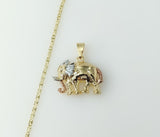 Gold plated tri-color elephant star pendant chain necklace with intricate details.
Gold plated star pendant chain neckla