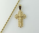 Plated Tri-Color Dainty Rose Cross Pendant