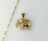 Plated Tri-Color Elephant 2mm Star Solid Chain Necklace