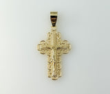 Plated Tri-Color Dainty Rose Cross Pendant