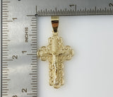 Plated Medium Cross Jesus Crucifix Pendant With Optional 14K 3mm-4mm Rope/Braided Chain Necklace