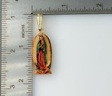 Plated Multicolor Virgin Mary Medal Pendant With Optional 14K 3mm-4mm Rope/Braided Chain Necklace