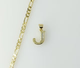 Plated Dainty Letter "J" 3mm Figaro Chain Necklace