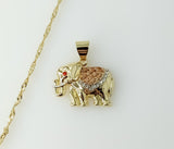 Plated Tri-Color Elephant 14K Twist Chain Necklace