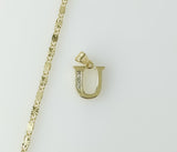Plated star chain necklace featuring a small solid 2mm letter "U" pendant.