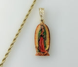 Plated Multicolor Virgin Mary Medal Pendant With Optional 14K 3mm-4mm Rope/Braided Chain Necklace