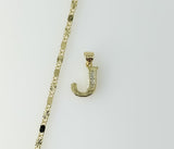 Plated Dainty Letter "J" 2mm Star Solid Chain Necklace