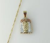 Plated Tri-Color Jesus 14K Twist Chain Necklace