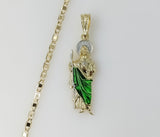 Plated Small Multicolor Saint Jude 3mm Flat Mariner Anchor Chain Necklace