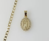 Plated Dainty Virgin Mary 14K 3mm Cuban Chain Necklace