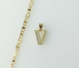 Plated Dainty Letter "V" 3mm Flat Mariner Anchor Chain Necklace