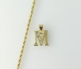 Plated Dainty Letter "M" 2mm Rope/Braided Chain Necklace