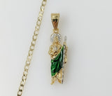 Plated Small Multicolor Saint Jude 14K 3mm Cuban Chain Necklace