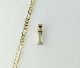 Plated Dainty Letter "I" 3mm Figaro Chain Necklace