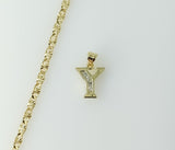 Plated Dainty Letter "Y" 3mm Star Chain Necklace