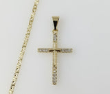 Plated Small Cross 2.5mm Star Chain Necklace