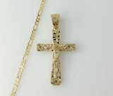 Plated Cross 3mm Figaro Chain Necklace