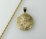Plated Archangel Saint Michael Medal Pendant With Optional 14K 3mm-4mm Rope/Braided Chain Necklace