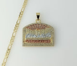 Plated Tri-Color Blinged The Last Supper 4mm 14K Diamond Cut Figaro Chain Necklace