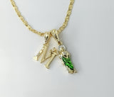 Plated Dainty Letter "M" Multicolor Saint Jude Double Pendants 3mm Star Chain Necklace