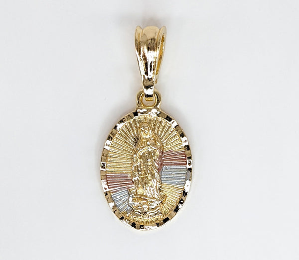 Plated Tri-Color Virgin Mary Pendant