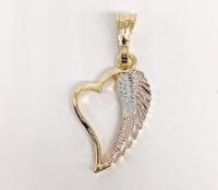 Plated Tri-Color Heart Wing Pendant