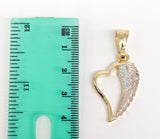 Plated Tri-Color Heart Wing Pendant