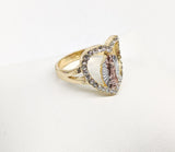Plated Tri-Color Virgin Mary Ring