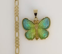 Plated Butterfly 5mm Figaro Chain Necklace