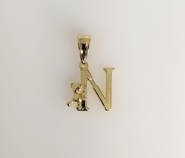 Plated Letter Initial "N" Pendant