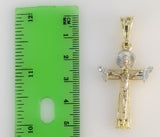 Plated Tri-Color Cross 3mm Figaro Chain Necklace