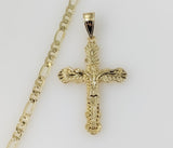 Plated Cross 4mm Figaro Chain Necklace