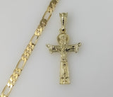 Plated Cross 5mm Figaro Chain Necklace