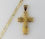 Plated Cross 4mm Figaro Chain Necklace