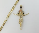 Plated Cross 5mm Figaro Chain Necklace