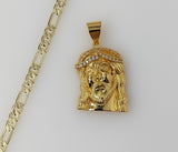 Plated Jesus 4mm 14K Diamond Cut Figaro Chain Necklace