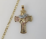 Plated Tri-Color Cross 4mm Star Chain Necklace