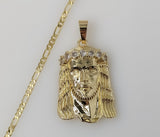 Plated Large Jesus 3mm Figaro Chain Necklace