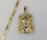Plated Large Jesus 5mm Figaro Chain Necklace