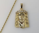 Plated Large Jesus 3mm Rope/Braided Chain Necklace
