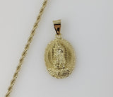 Plated Virgin Mary 3mm Rope/Braided Chain Necklace