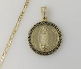 Plated Multicolor Virgin Mary 3mm Figaro Chain Necklace
